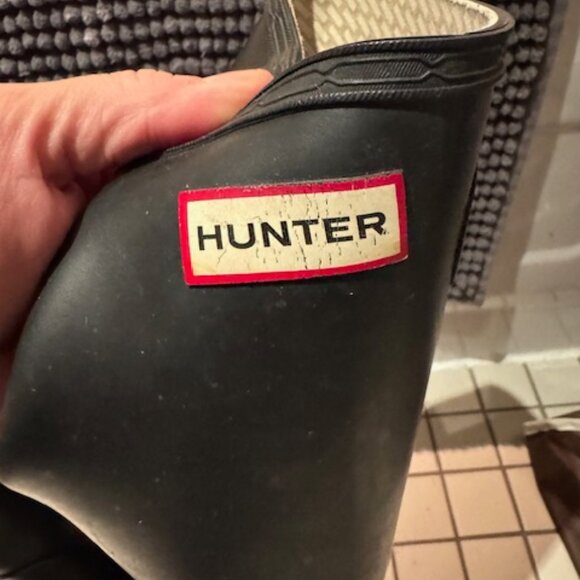 Hunter rain boots ORIGINAL tall BLACK matte size 9 : vintage - Picture 2 of 5